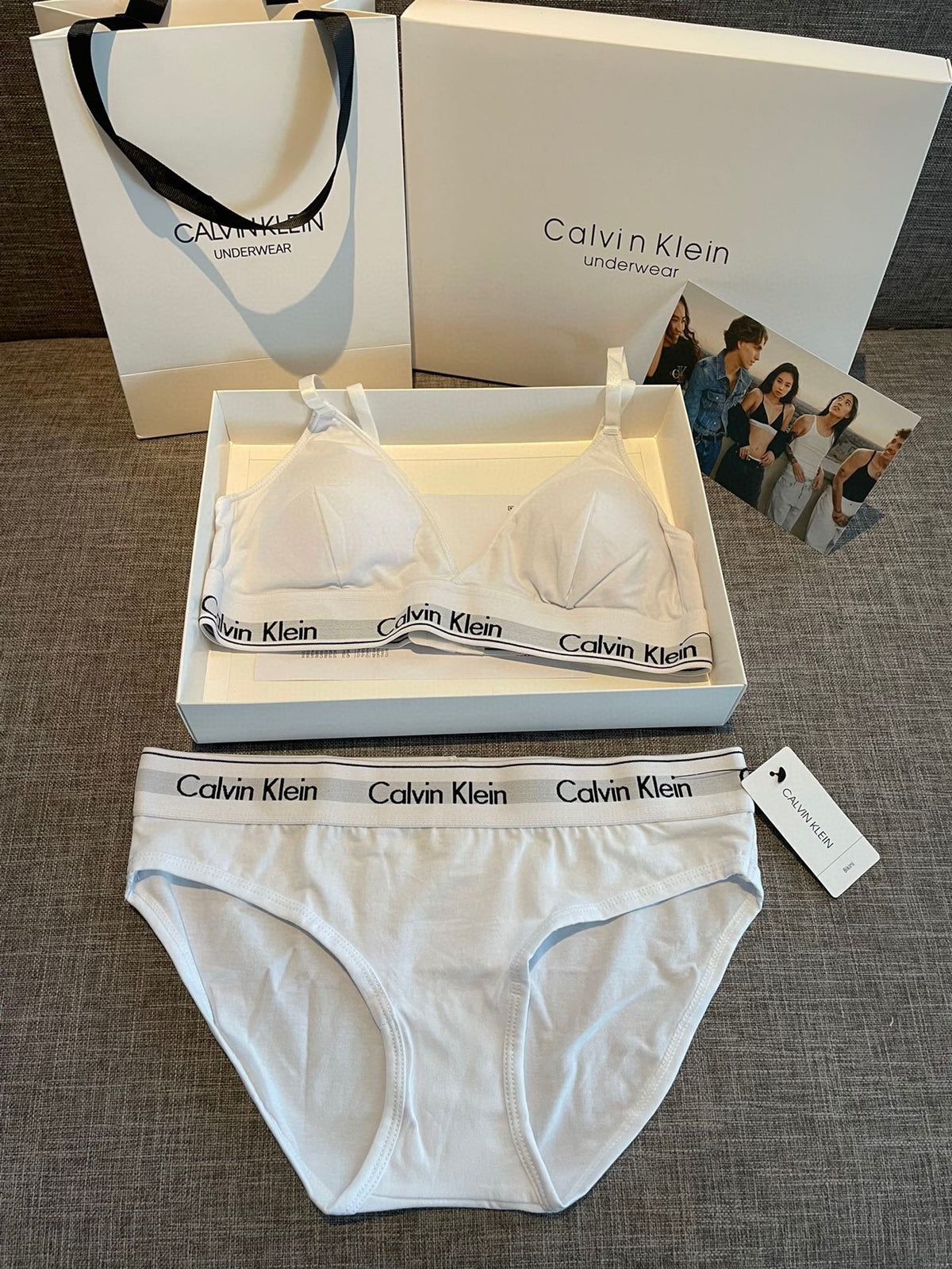 Calvin Klein White Wide Band Set Bralette and Brief Set, image 4