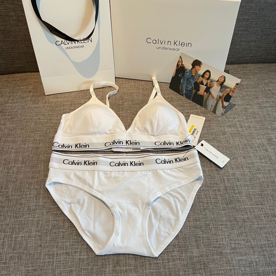 Calvin Klein White Wide Band Set Bralette and Brief Set, image 8