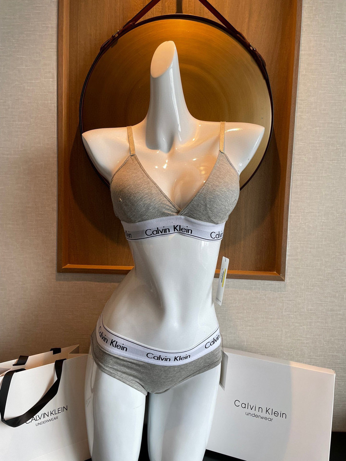 Calvin Klein White Triangle Bralette Set Bralette and Brief Set, image 1