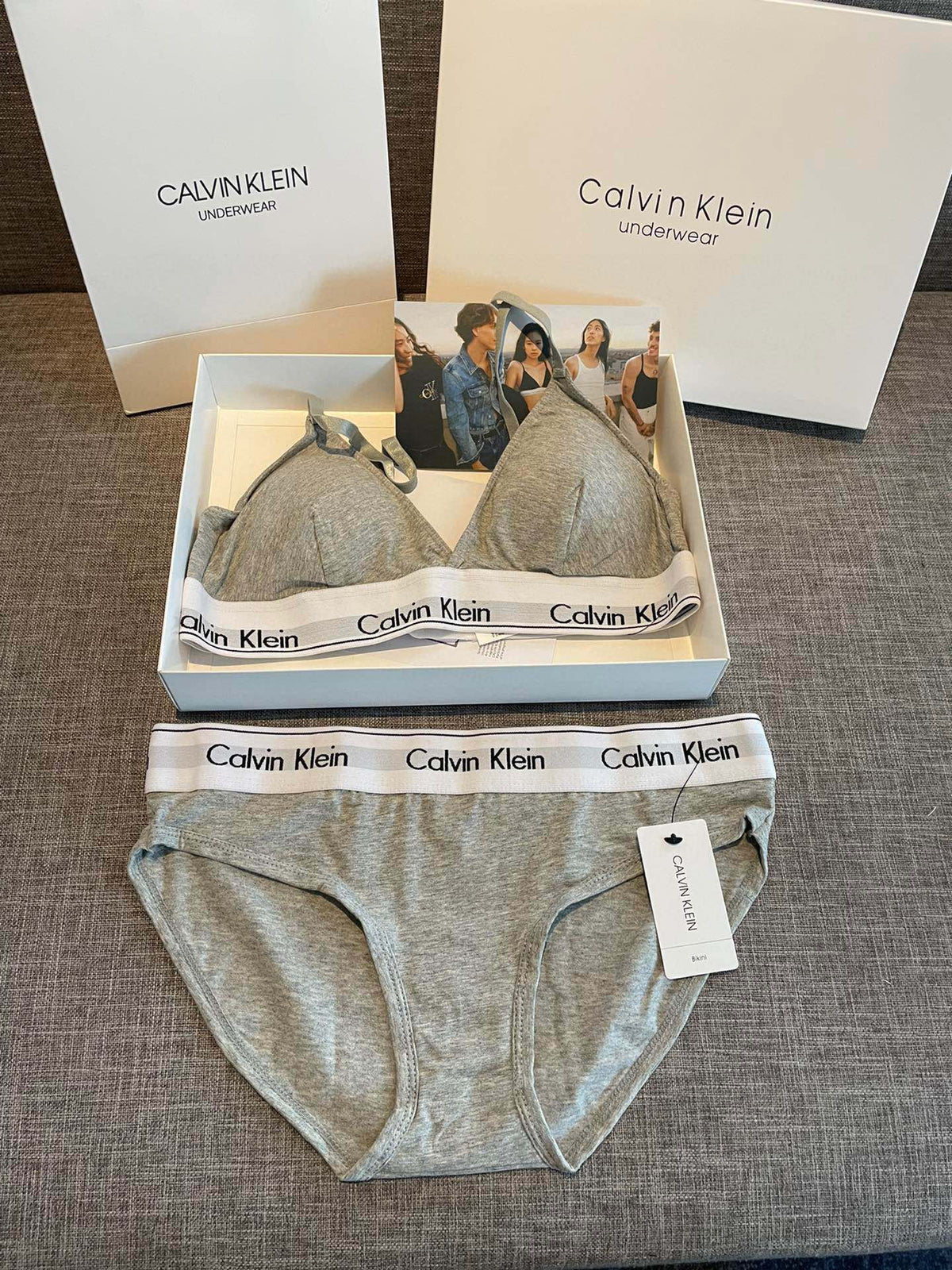 Calvin Klein White Triangle Bralette Set Bralette and Brief Set, image 3