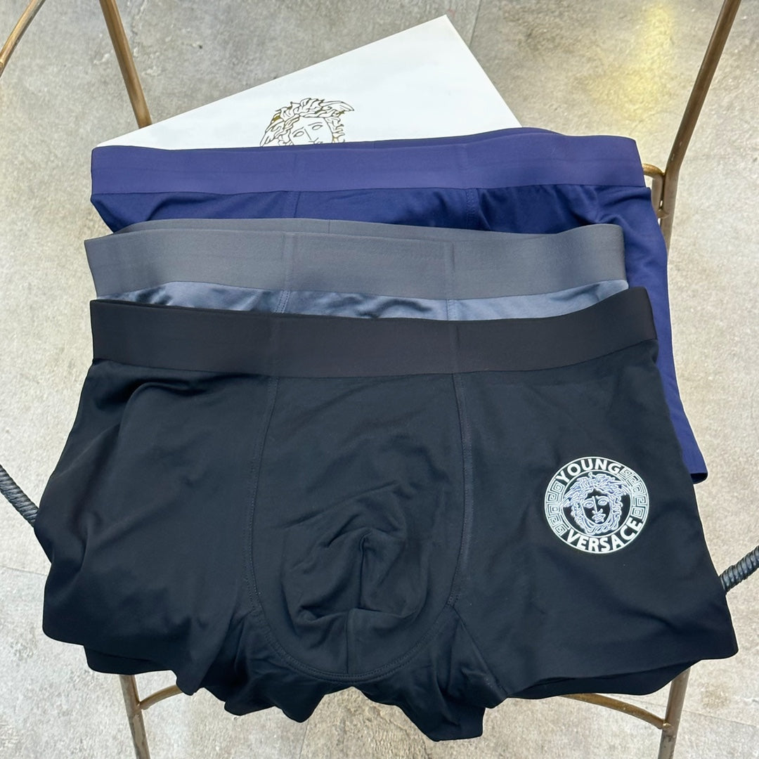 Versace Black Grey Blue White Round Face Boxer Briefs, image 1