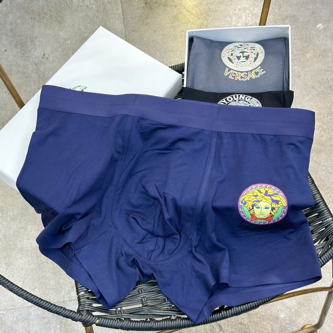 Versace Black Grey Navy Large White Round Face Boxer Briefs, image 7