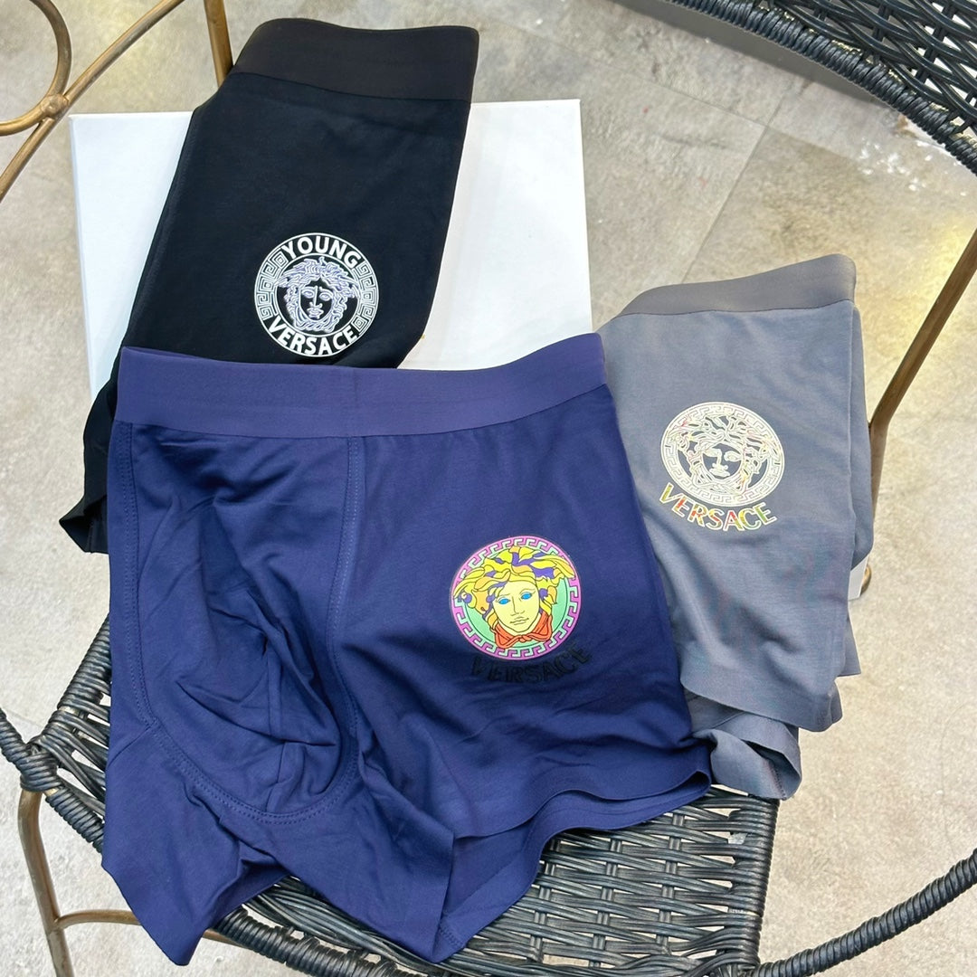 Versace Black Grey Navy Large White Round Face Boxer Briefs, image 5