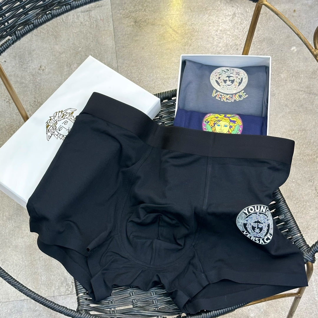 Versace Black Grey Navy Large White Round Face Boxer Briefs, image 6