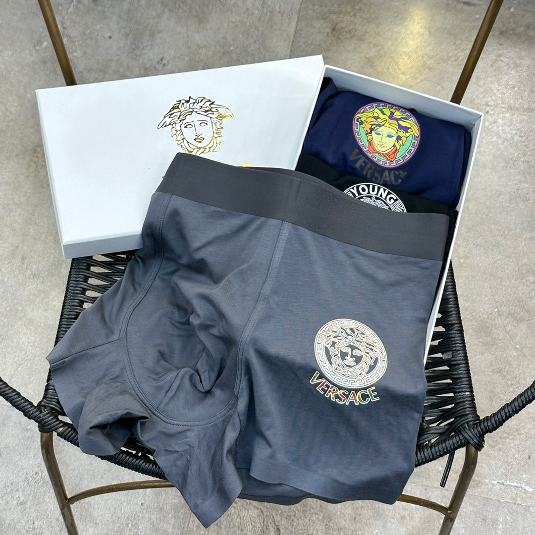 Versace Black Grey Navy Large White Round Face Boxer Briefs, image 9
