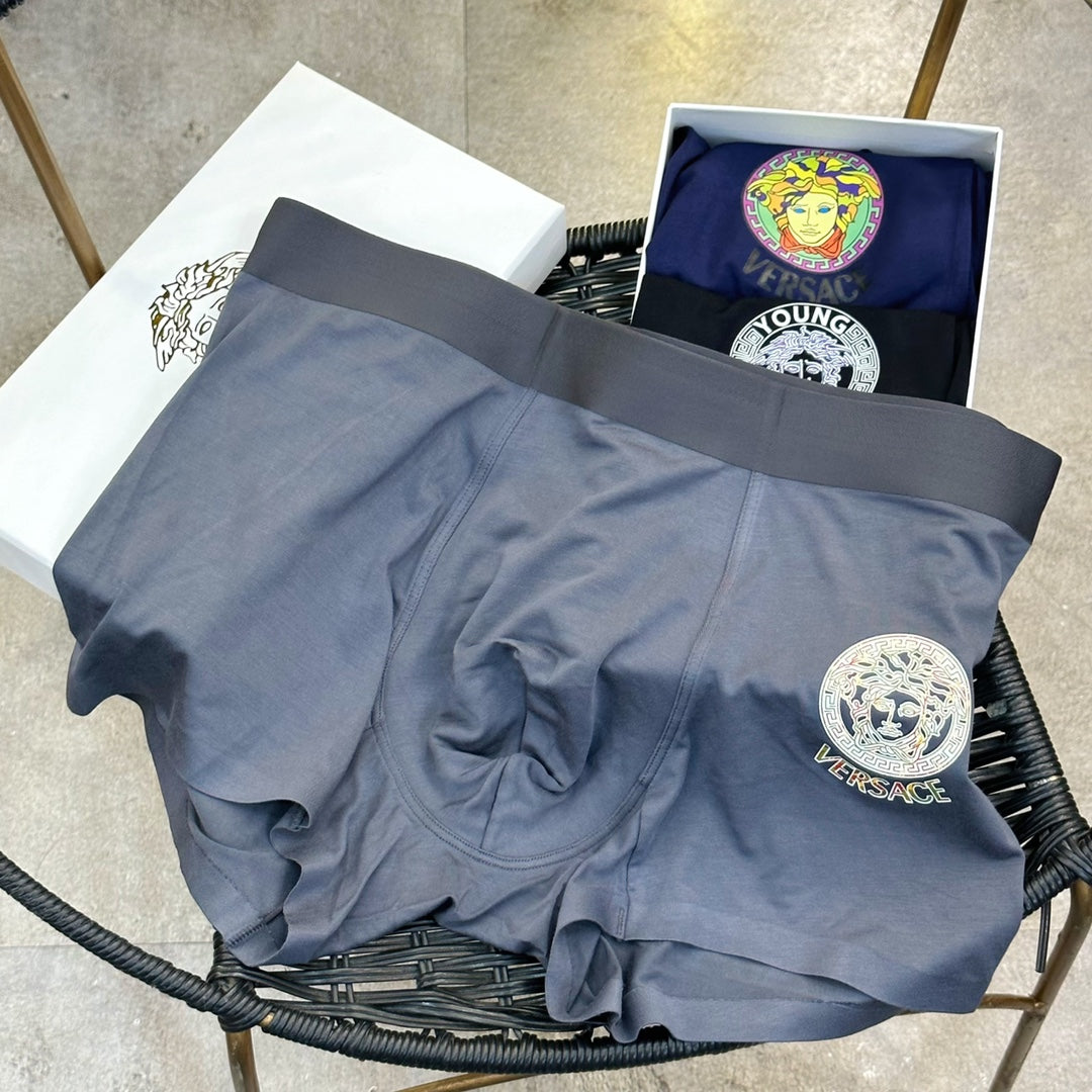 Versace Black Grey Navy Large White Round Face Boxer Briefs, image 8