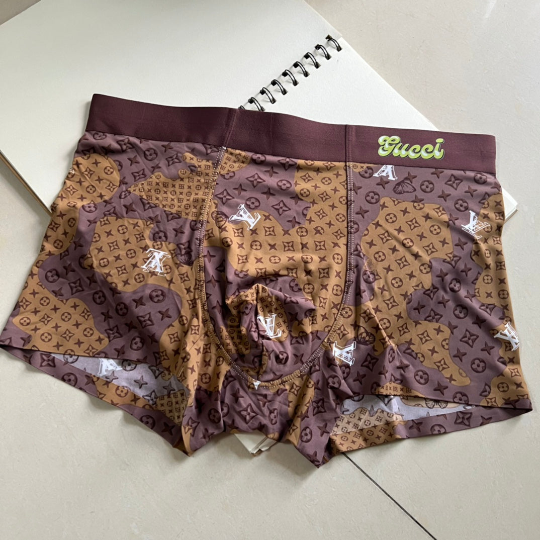 Gucci Brown Gold Allover Monogram Boxer Briefs, image 1