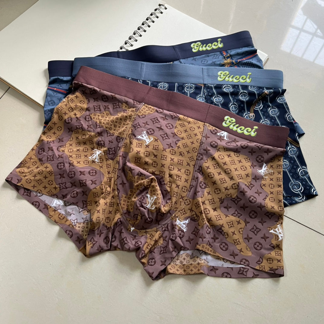 Gucci Brown Gold Allover Monogram Boxer Briefs, image 4
