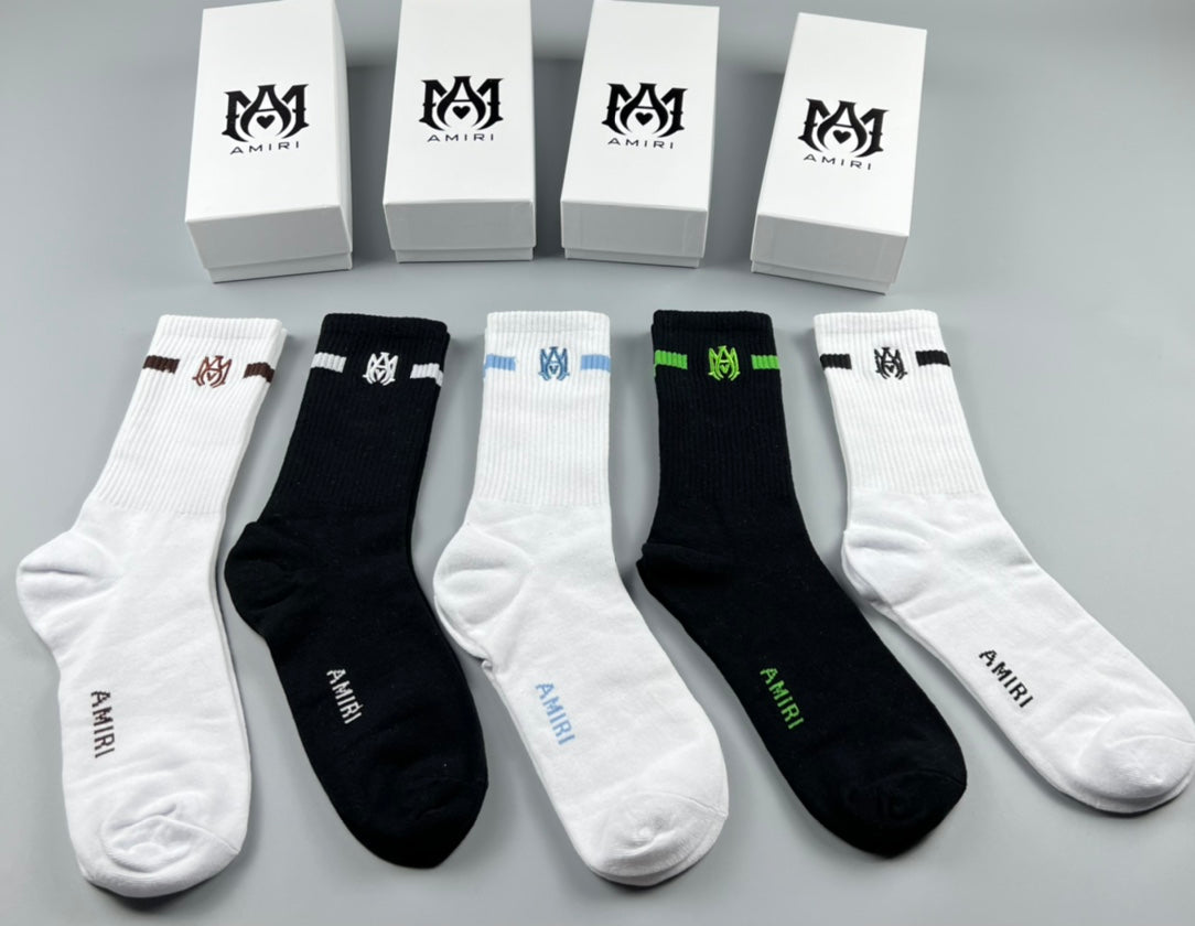 AMIRI Plain Logo Colour-Mix Crew Socks, gallery image 1