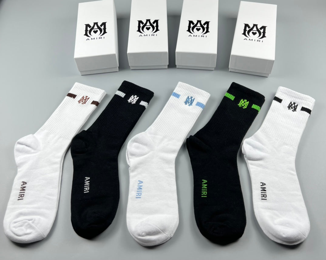 AMIRI Plain Logo Colour-Mix Crew Socks, gallery image 4