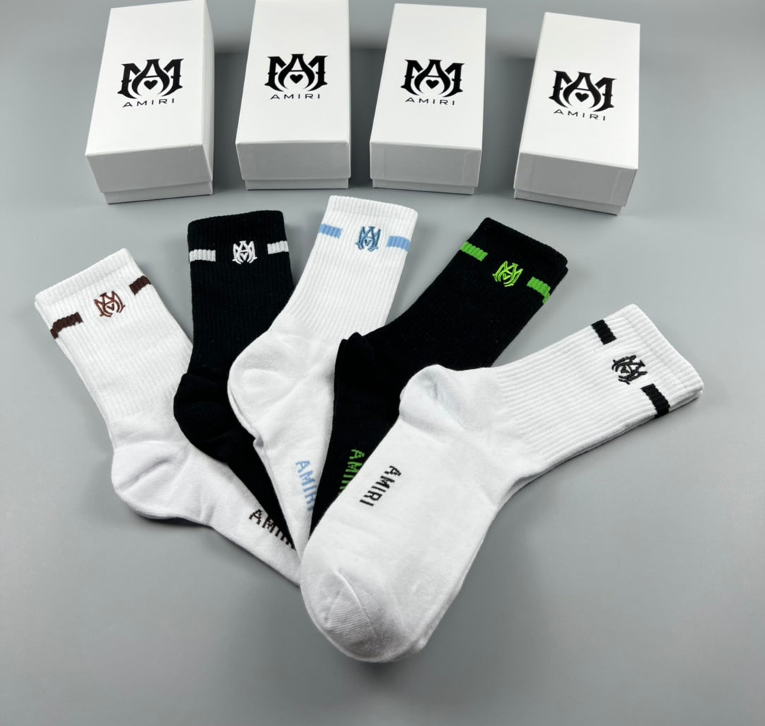 AMIRI Plain Logo Colour-Mix Crew Socks, gallery image 2