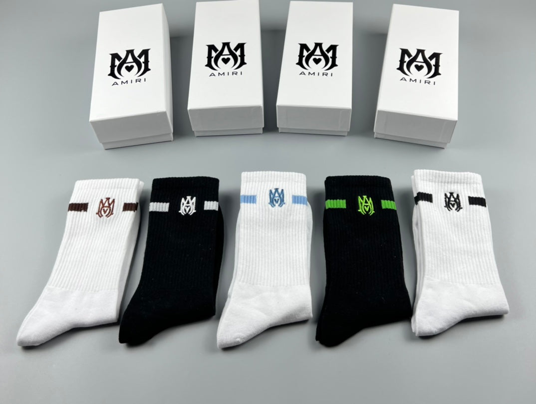 AMIRI Plain Logo Colour-Mix Crew Socks, gallery image 7