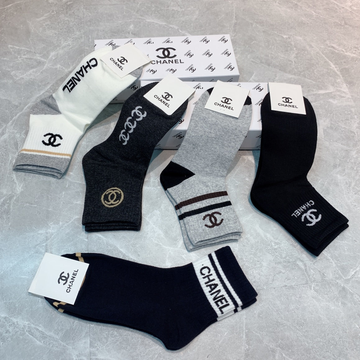 CHANEL Large Cuff Emblem Logo Socks, gallery image 4