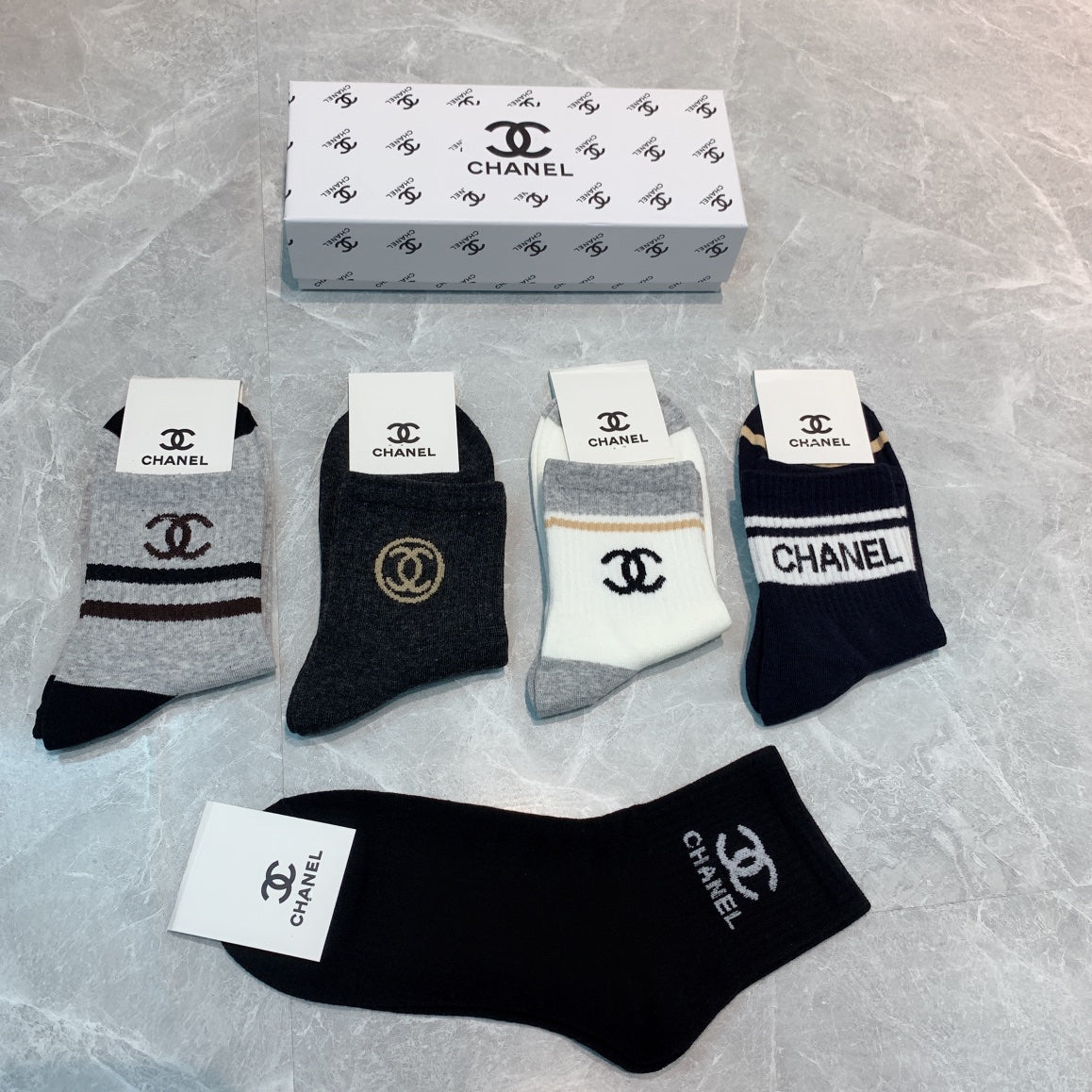 CHANEL Large Cuff Emblem Logo Socks, gallery image 2