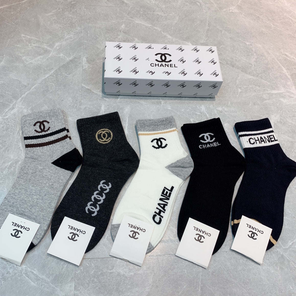 CHANEL Large Cuff Emblem Logo Socks, gallery image 1