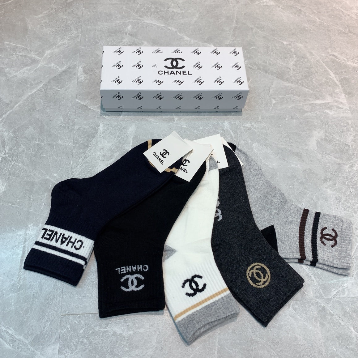 CHANEL Large Cuff Emblem Logo Socks, gallery image 6