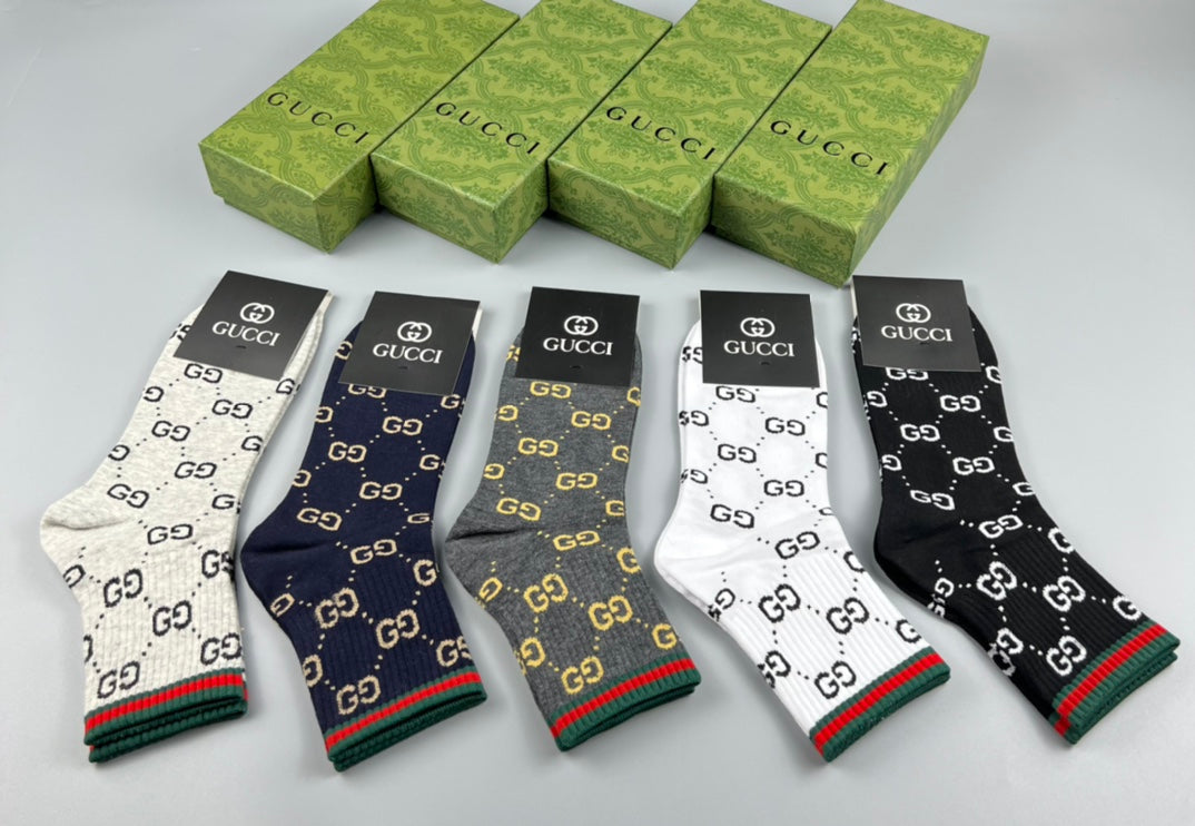 Gucci Black White Grey Repeating Symbols Ankle Socks, image 1