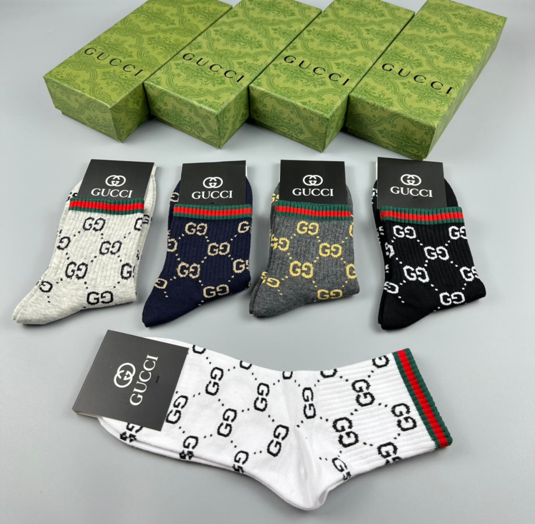 Gucci Black White Grey Repeating Symbols Ankle Socks, image 7