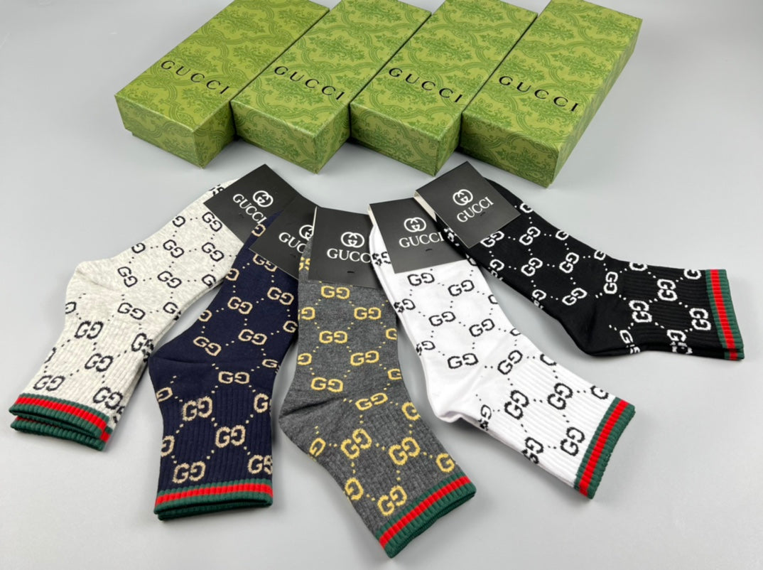 Gucci Black White Grey Repeating Symbols Ankle Socks, image 4