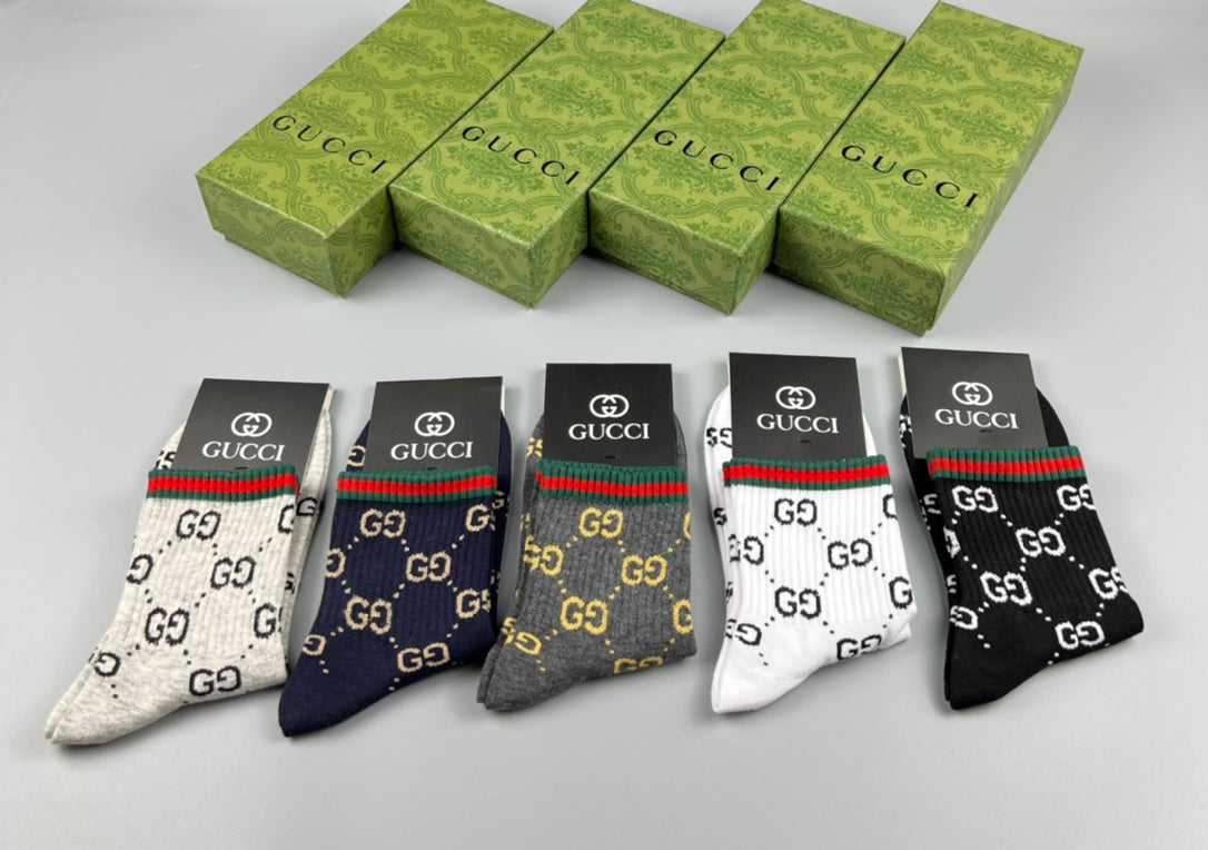 Gucci Black White Grey Repeating Symbols Ankle Socks, image 5