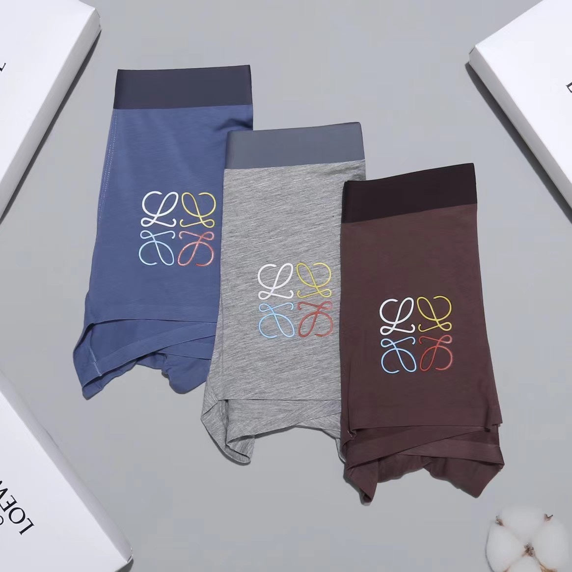 LOEWE Burgundy and Blue Emblem Boxer Briefs, gallery image 5