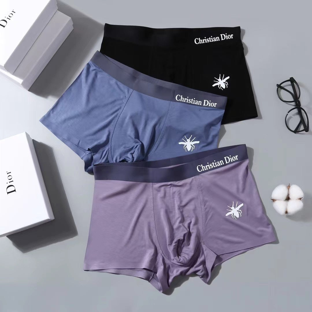 Dior Lilac Blue Black Small White Bee Boxer Briefs, image 1