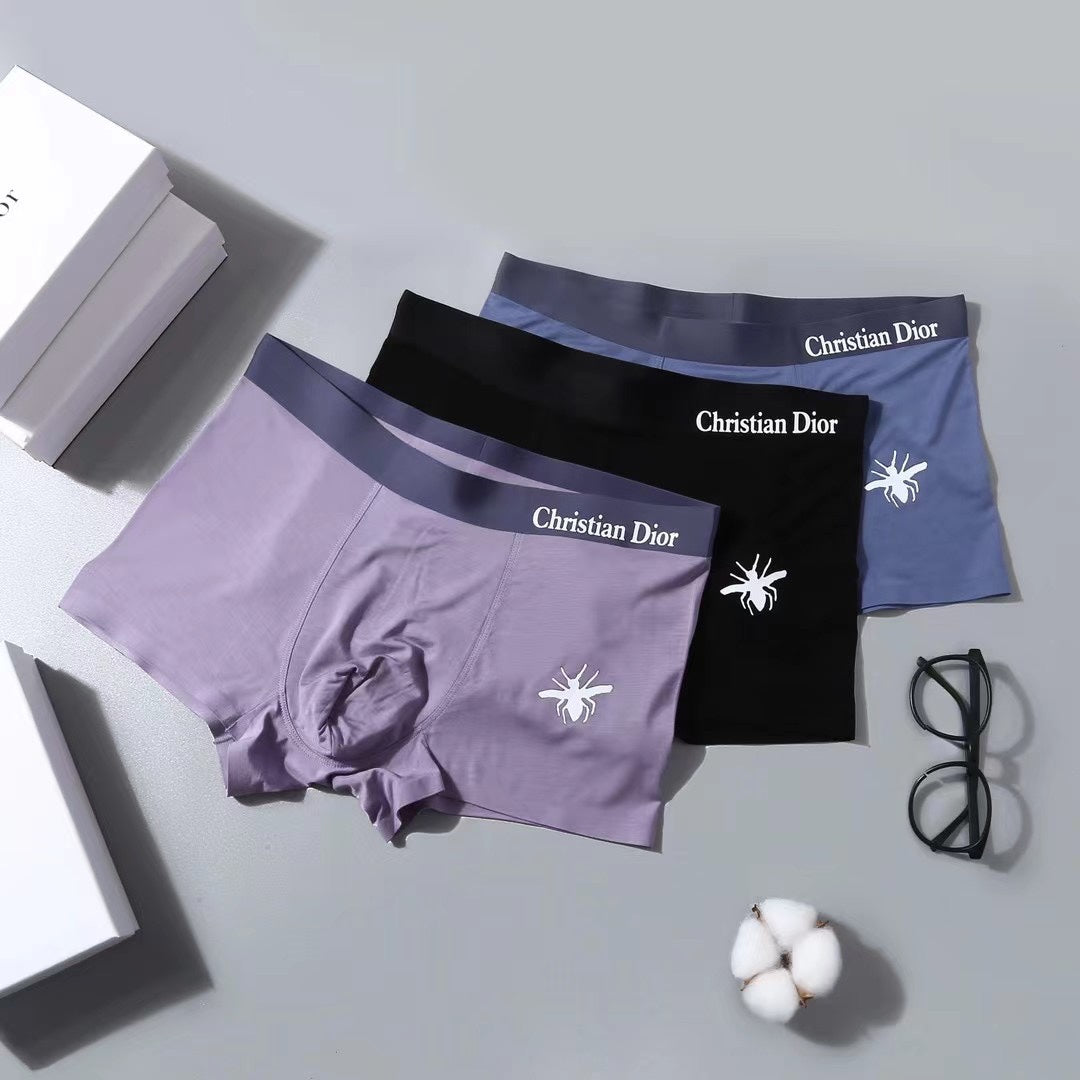Dior Lilac Blue Black Small White Bee Boxer Briefs, image 4