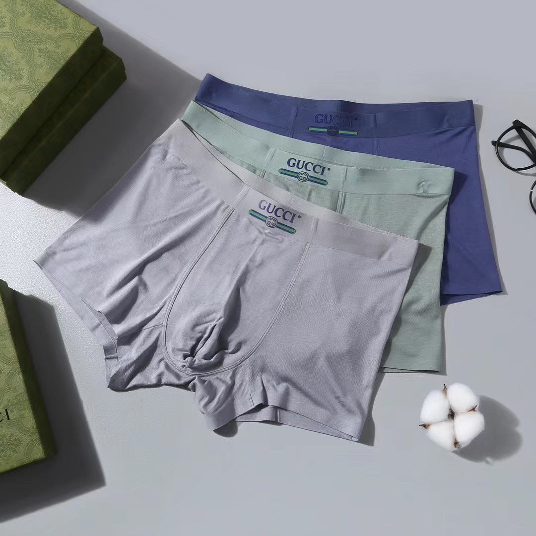 Gucci Grey Lavender Navy Small Waist Text Boxer Briefs, image 2