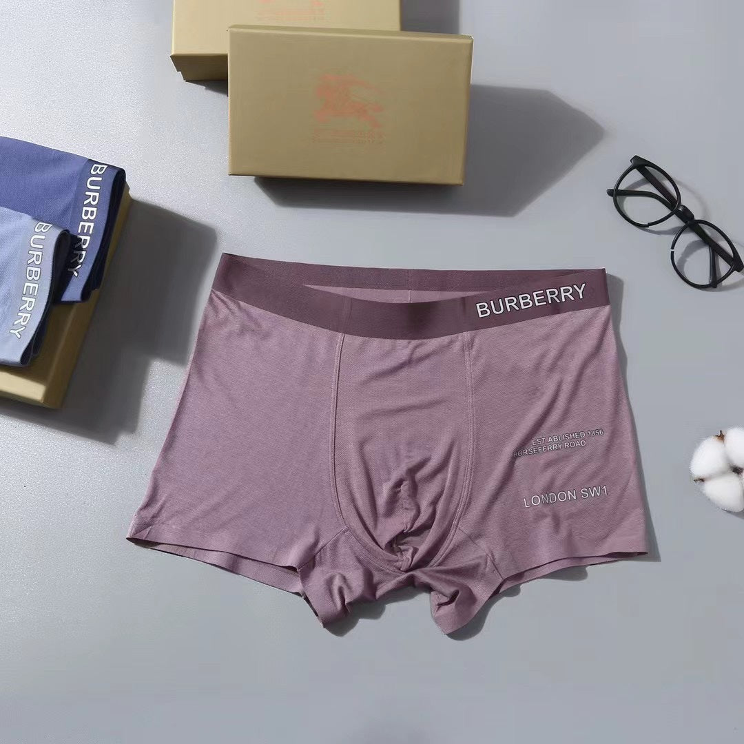 Burberry Lilac Grey Navy Small Waist Text Boxer Briefs, image 6