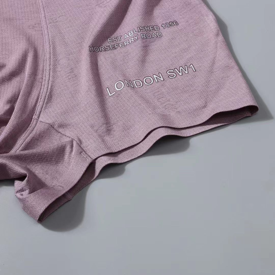Burberry Lilac Grey Navy Small Waist Text Boxer Briefs, image 8
