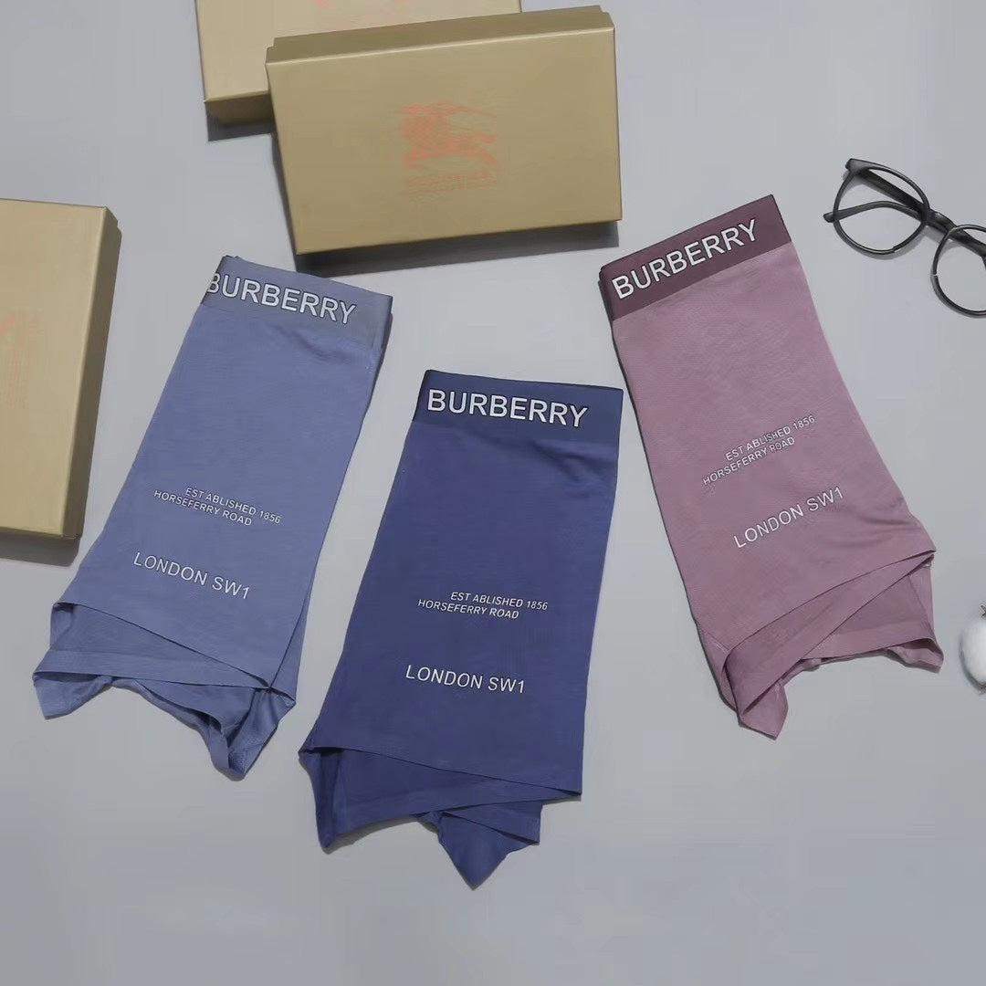 Burberry Lilac Grey Navy Small Waist Text Boxer Briefs, image 4