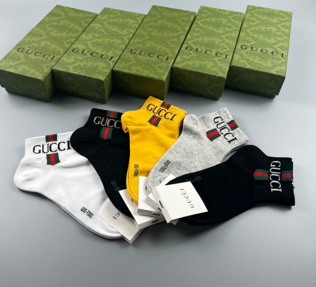 Gucci Yellow White Black Motif Mix Ankle Socks, image 7