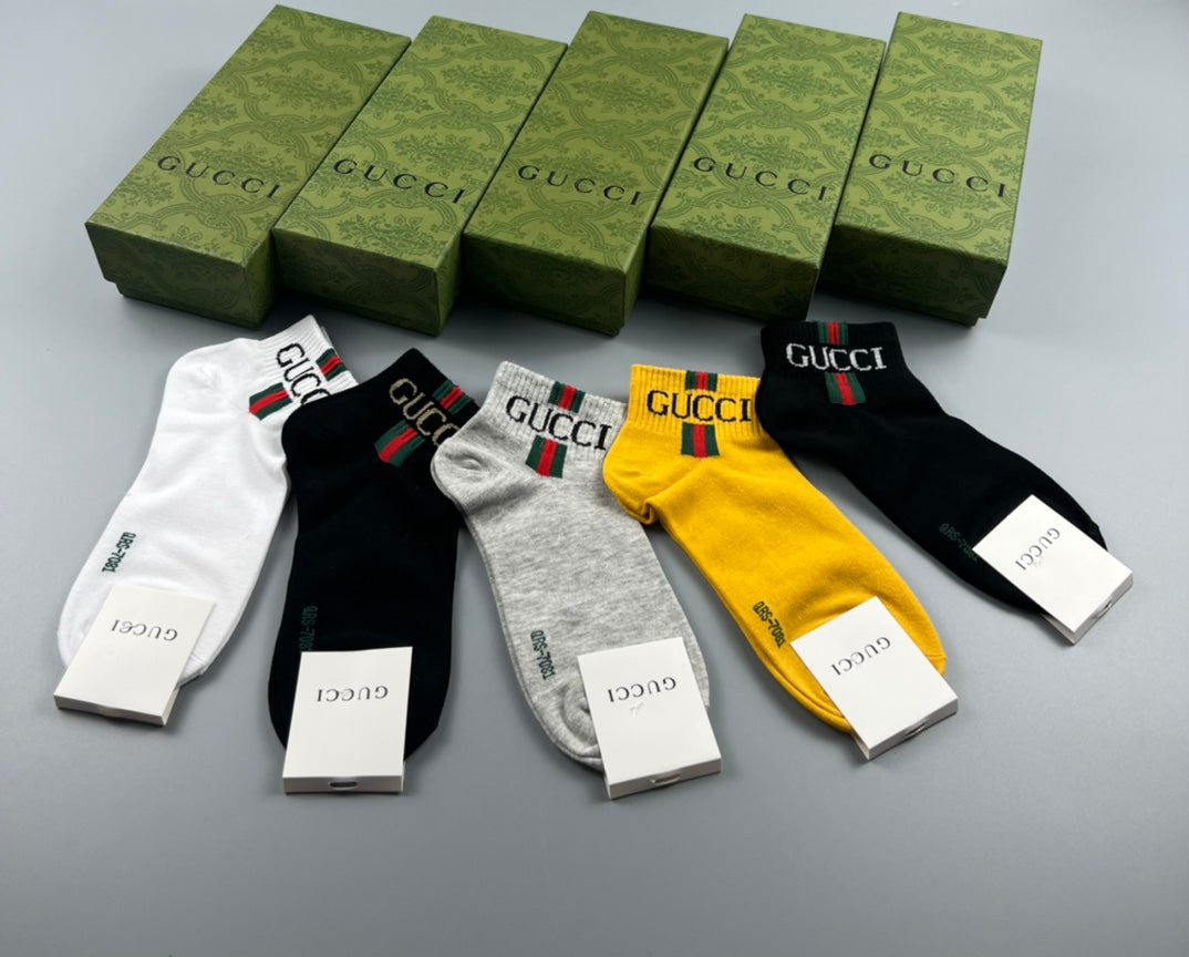 Gucci Yellow White Black Motif Mix Ankle Socks, image 3