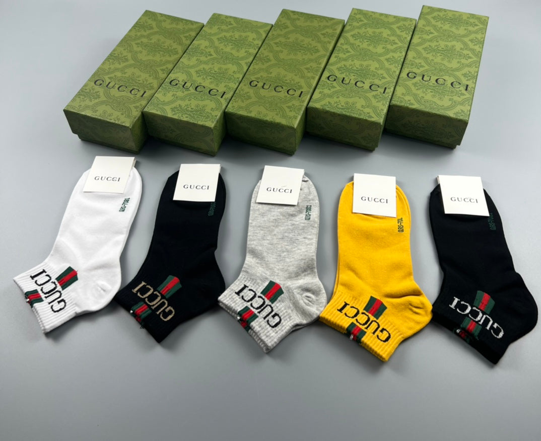 Gucci Yellow White Black Motif Mix Ankle Socks, image 1