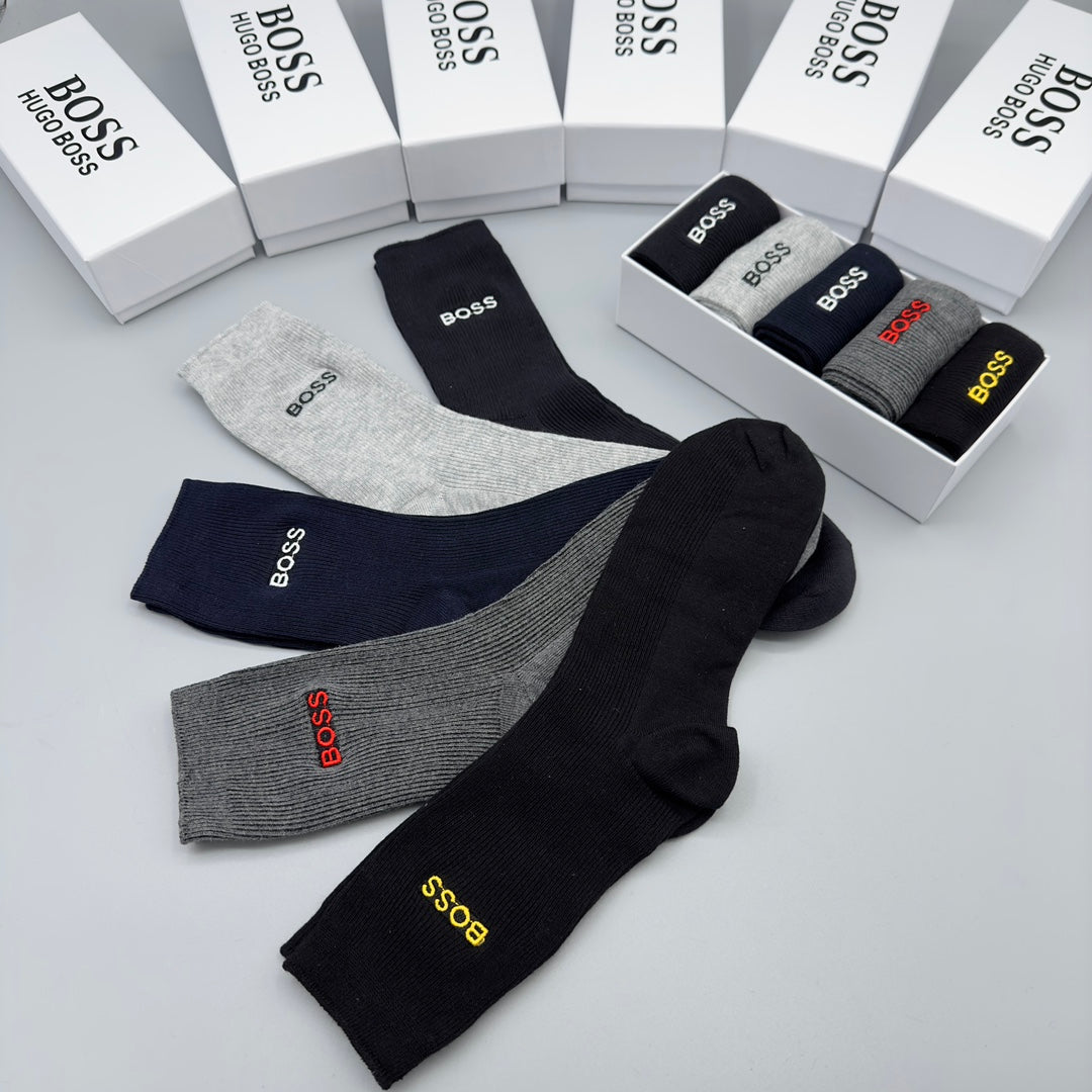 BOSS Neutral Crew Socks with Small Wordmarks, gallery image 2