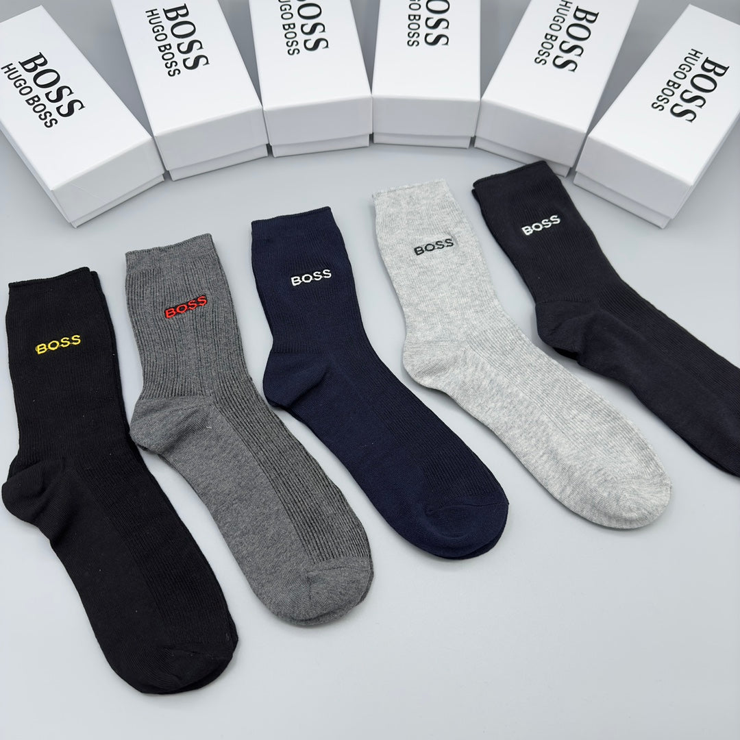 BOSS Neutral Crew Socks with Small Wordmarks, gallery image 3