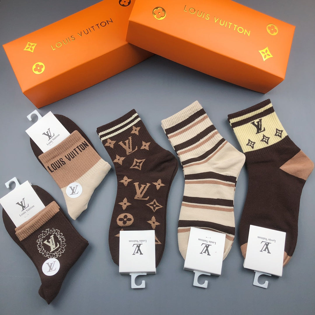 Louis Vuitton Earthy Broad Stripe Motif Mix Crew Socks, image 1