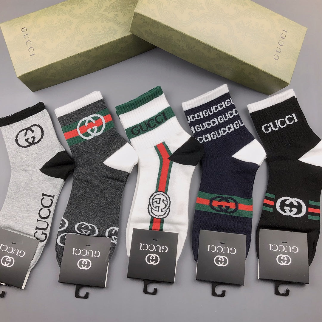 Gucci Black Grey Bold Wordmark Motifs Crew Socks, image 2