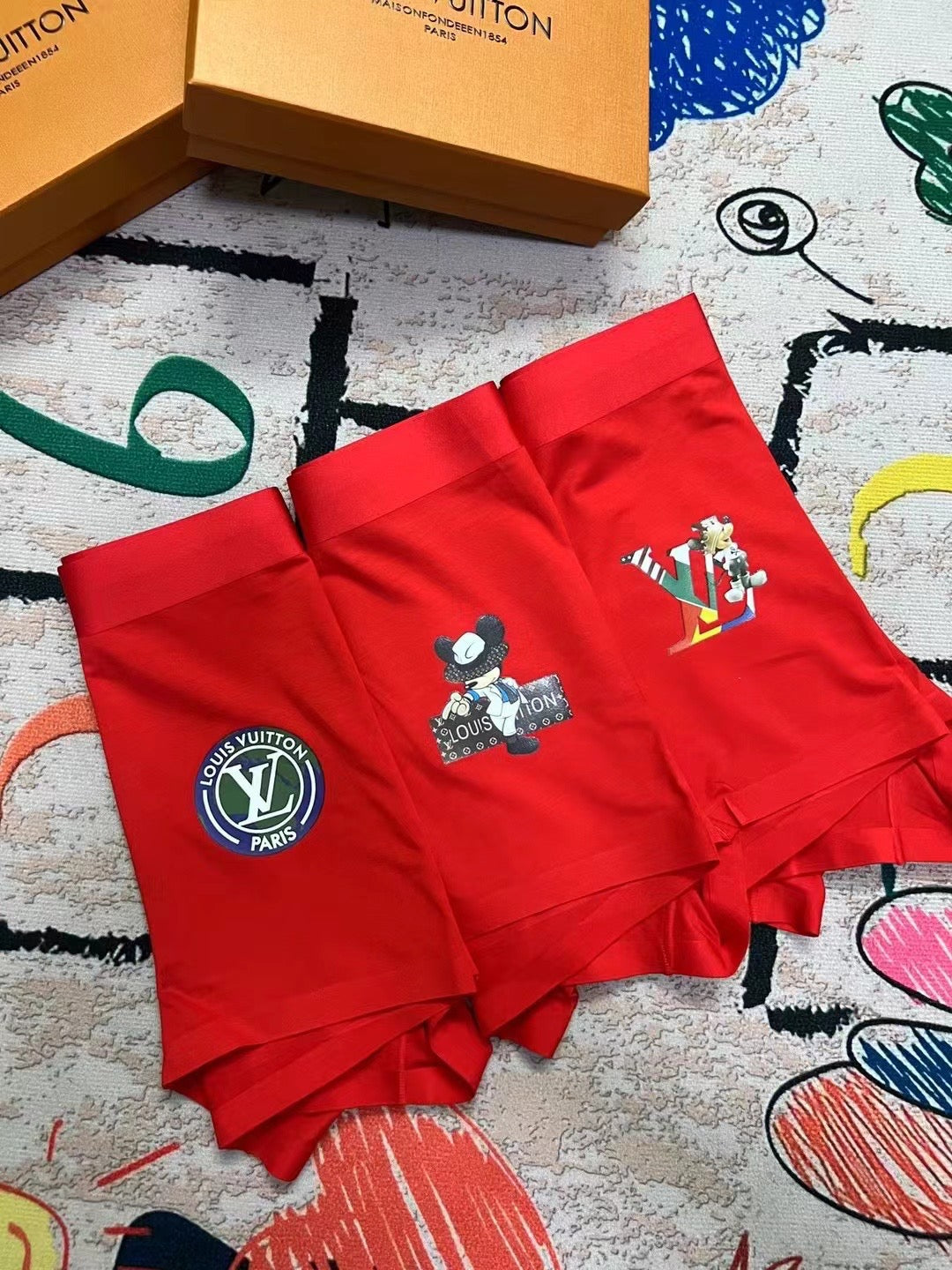 Louis Vuitton Red Small Cartoon Motif Trio Boxer Briefs, image 3