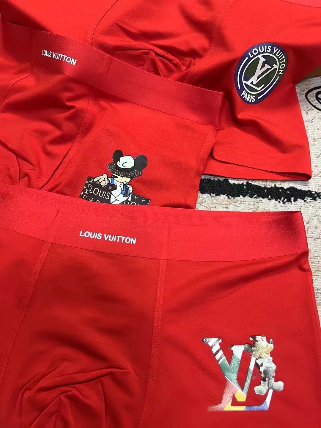 Louis Vuitton Red Small Cartoon Motif Trio Boxer Briefs, image 6