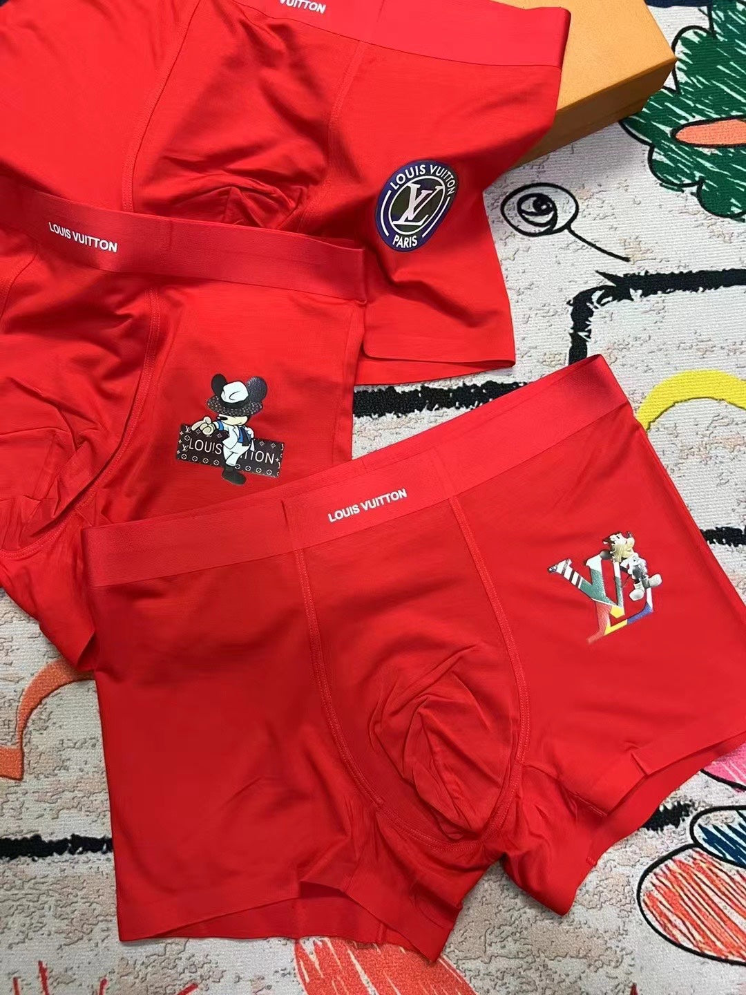 Louis Vuitton Red Small Cartoon Motif Trio Boxer Briefs, image 5