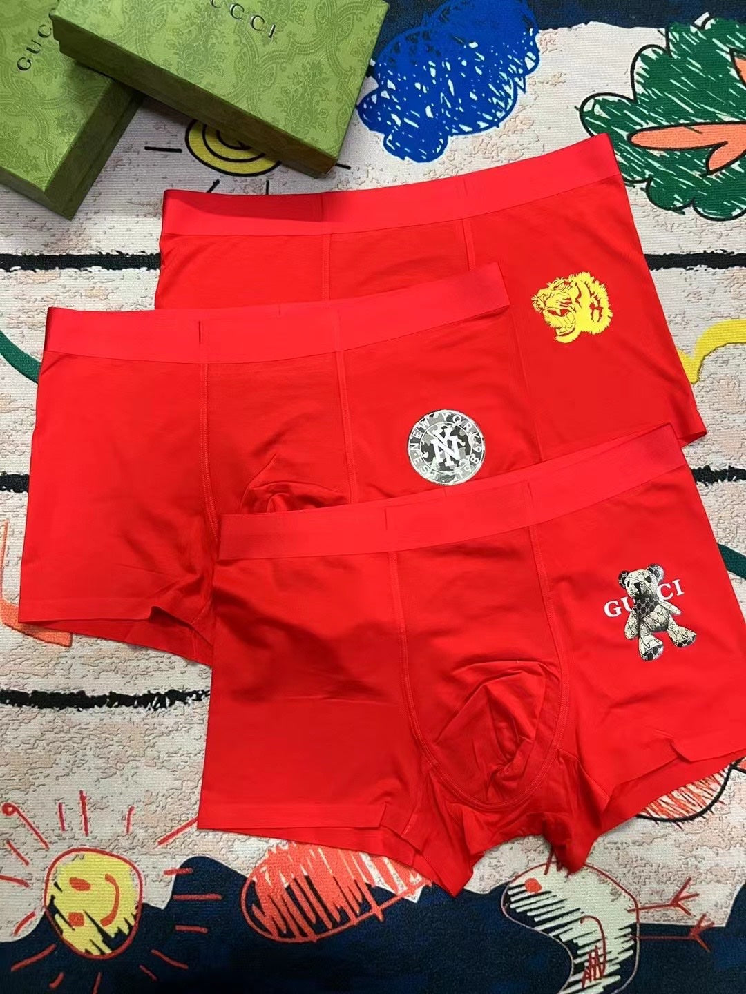 Gucci Red Crest Motif Assortment Boxer Briefs, image 1