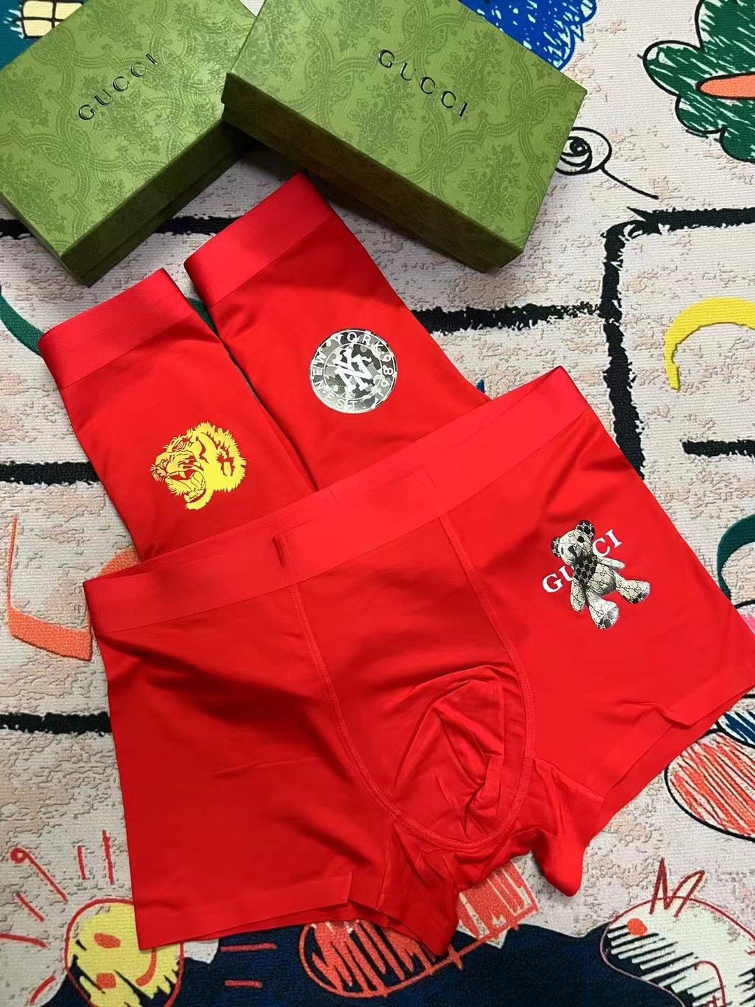 Gucci Red Crest Motif Assortment Boxer Briefs, image 3