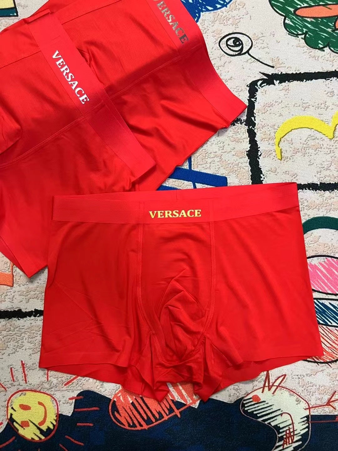 Versace Red Gold Small Waist Text Boxer Briefs, image 7