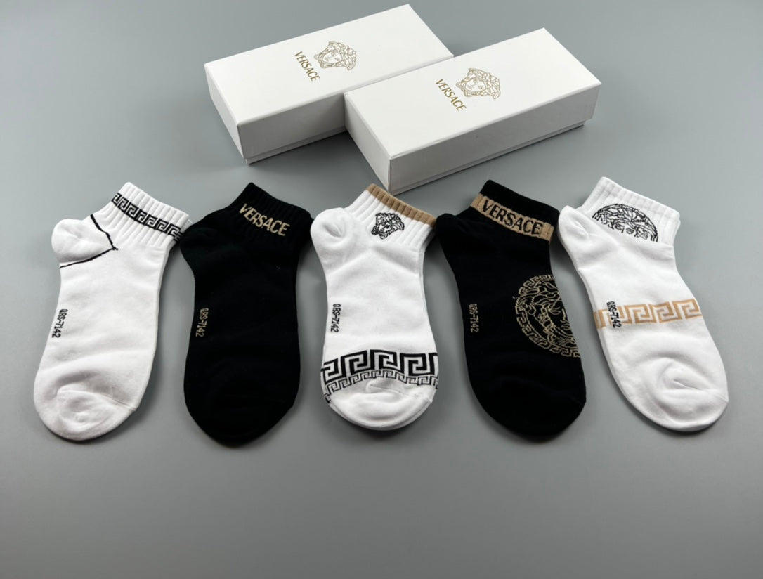 Versace Black White Grey Packaged Low Opening No-Show Socks, image 3