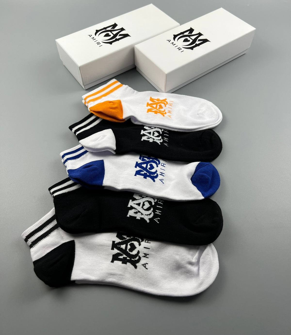 Fendi Black White Blue Orange Small Emblems Ankle Socks, image 7