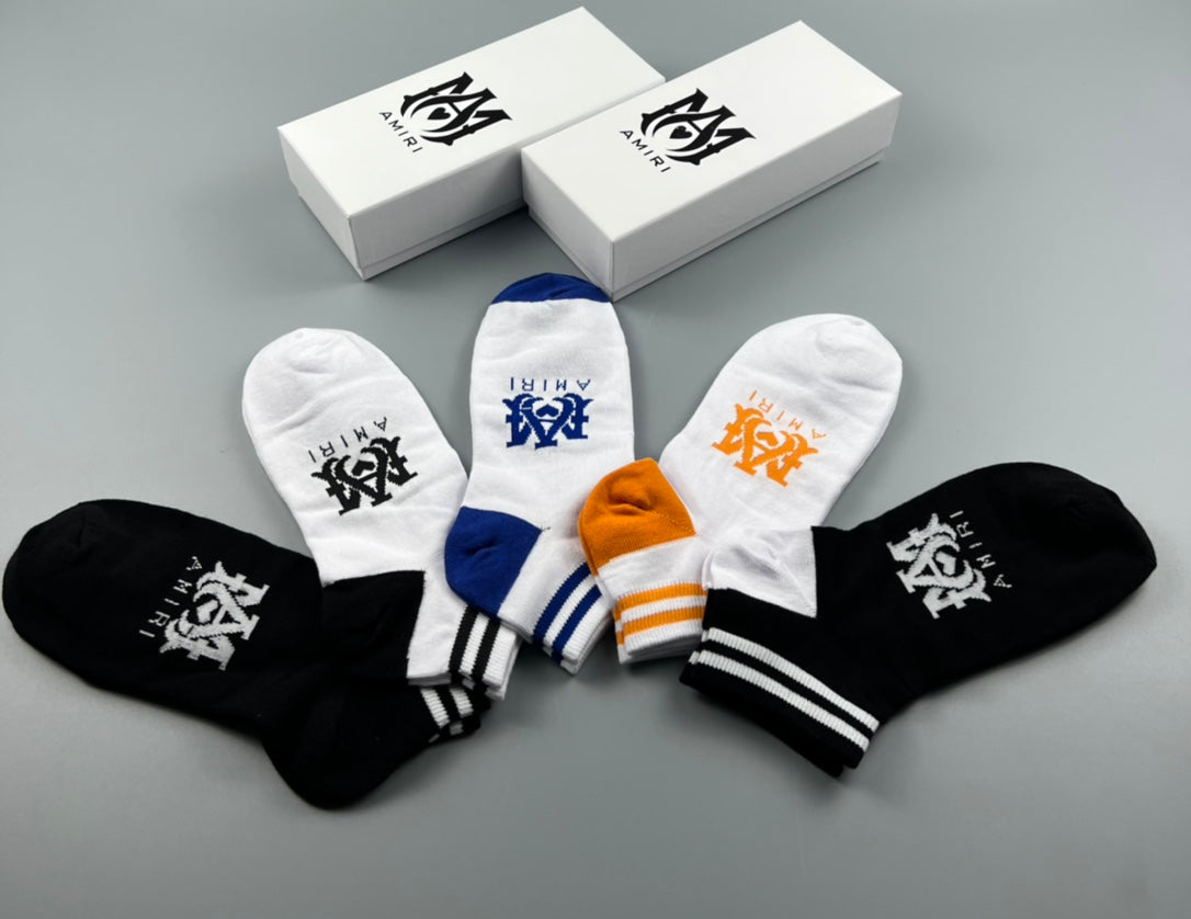 Fendi Black White Blue Orange Small Emblems Ankle Socks, image 4