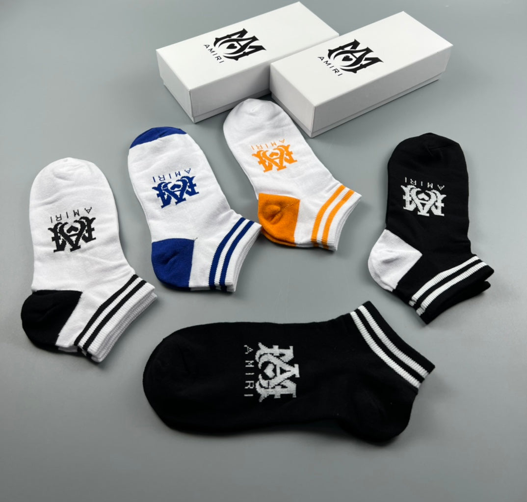 Fendi Black White Blue Orange Small Emblems Ankle Socks, image 5
