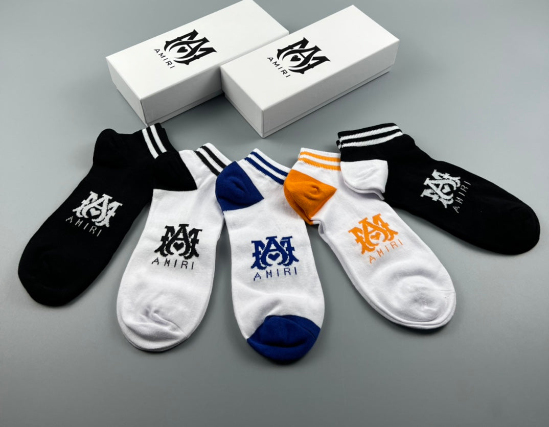 Fendi Black White Blue Orange Small Emblems Ankle Socks, image 2