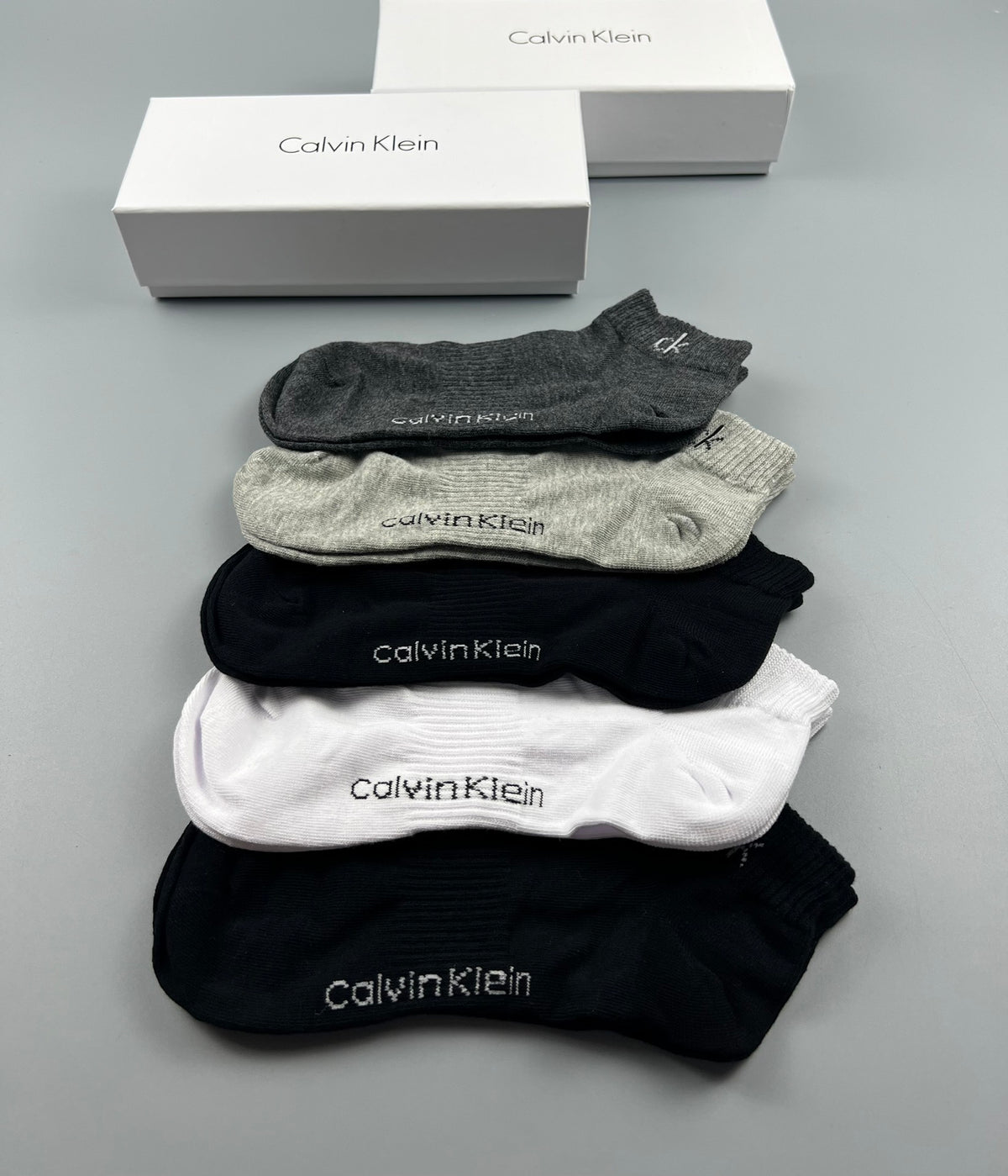Calvin Klein Black White Grey Low Cut No-Show Socks, image 7